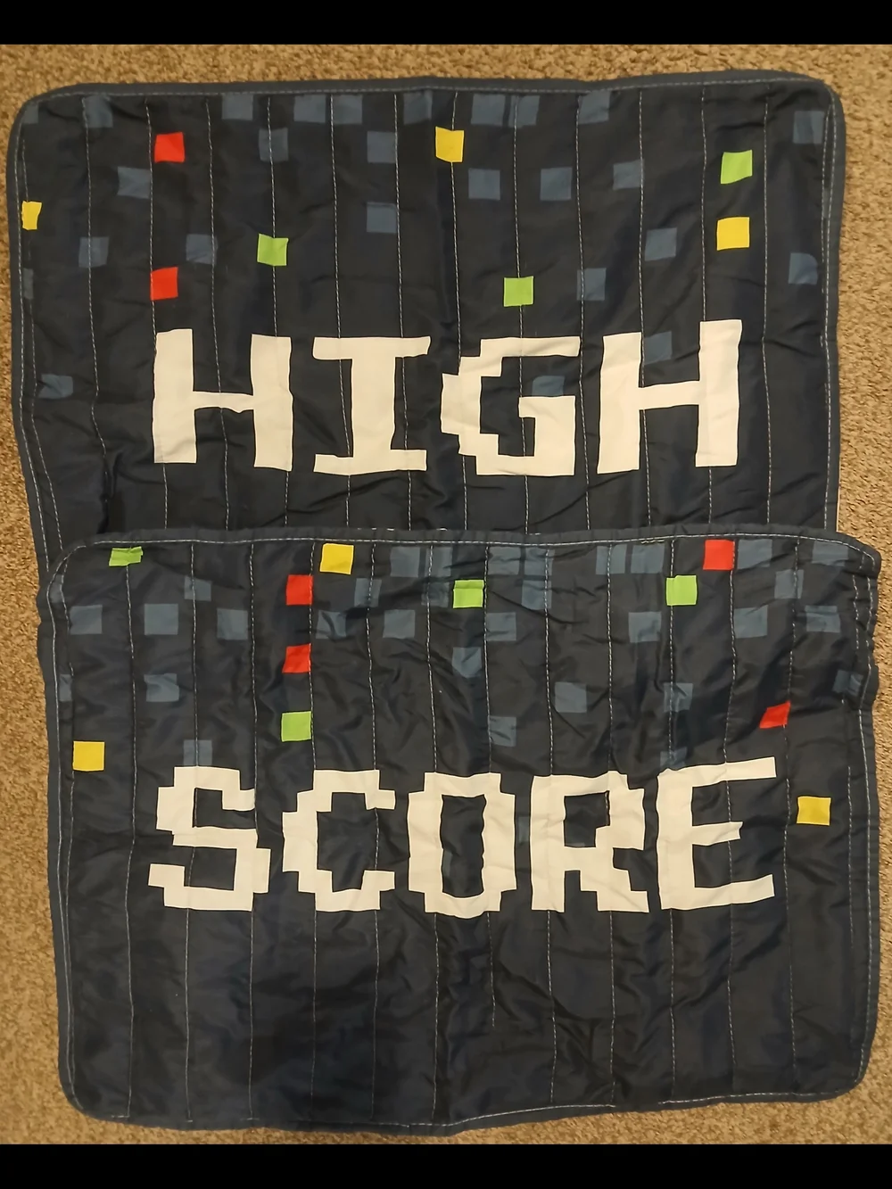 Navy/Multicolor Gamer Controller Reversible Comforter with Pillow Shams